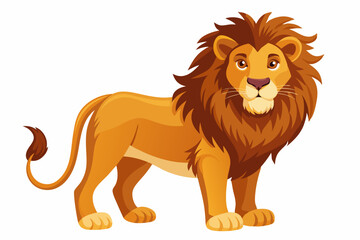 Obraz premium Cartoon Lion with a Brown Mane and a Long Tail