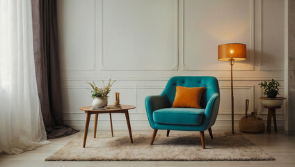 Bright living room interior with elegant chairs.AI generated