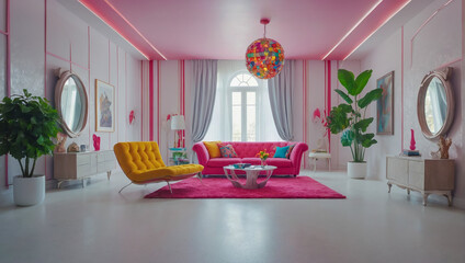 Bright living room interior with elegant chairs.AI generated