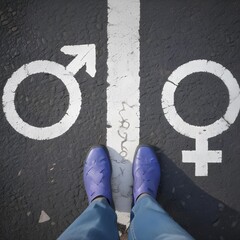 Transgender concept, what side of the line between male and female, gender identity decisions