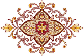Fototapeta premium Ornate Floral Design with Red and Yellow Flowers