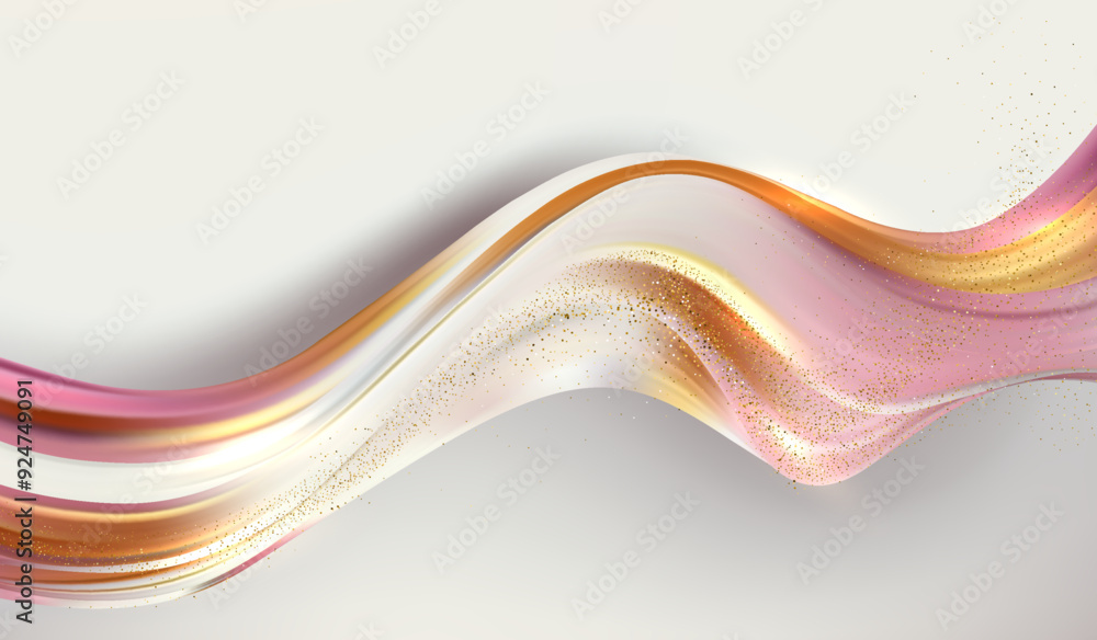 Aufkleber abstract gold and pink plasticine wave background. pastel flow shape. flowing liquid lines design el