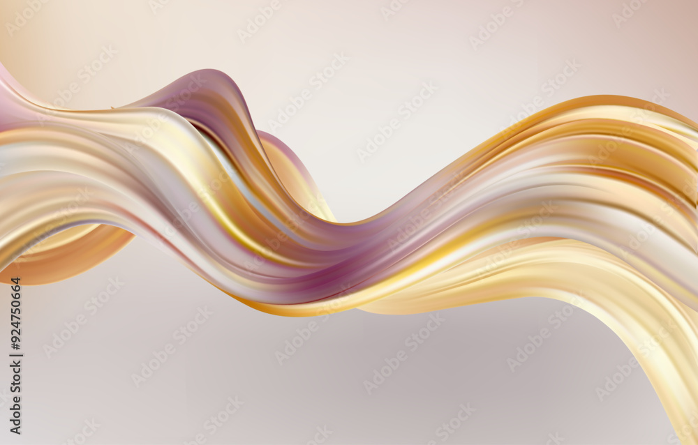 Aufkleber abstract gold and pink plasticine wave background. pastel flow shape. flowing liquid lines design el