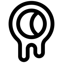 Melting moon. Editable stroke vector icon. 
