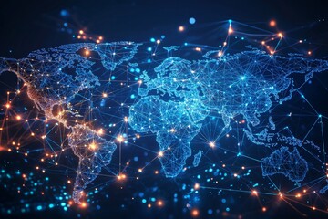 Global Digital Business Network Connection Illustration created with Generative AI