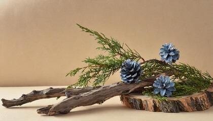 Subtle Beauty: Nature Elements on a Neutral Beige Background