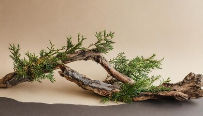 Fototapeta premium Earthy Sophistication: Juniper and Snags in Abstract Design