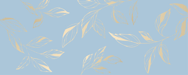 Banners with gold leaves on a blue background	