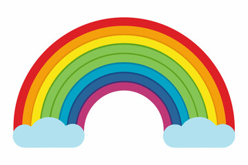 Colorful Rainbow Arcing Over Two Clouds