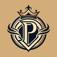 letter p with crown monogram logo