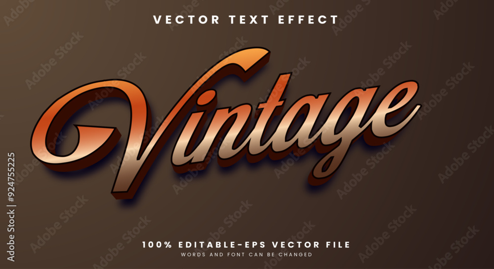 Poster vintage editable text effect template with retro text style