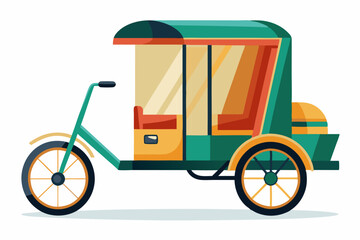 Green and Yellow Passenger Tricycle with Canopy