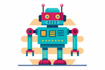 Obraz premium Cartoon Robot with Red and Blue Body Parts