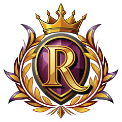 letter r with crown monogram logo
