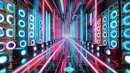 Neon Lights and Speakers