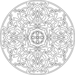 Round Pattern Mandala. Abstract design of Persian- Islamic-Turkish-Ara bic vector circle floral ornamental border, Circular ornamental arabic symbols, Geometric logo template