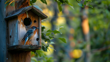 Urban Wildlife: Focus on urban wildlife habitats, birdhouses, and green spaces, highlighting the city's biodiversity and nature conservation efforts