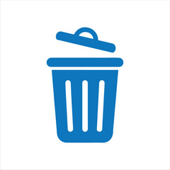Blue trash bin icon silhouette vector illustration design on white background.