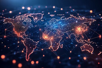 Obraz premium Global Digital Business Network Connection Illustration created with Generative AI
