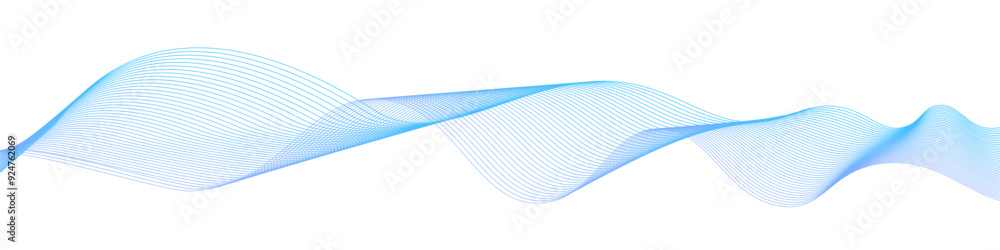 Poster Vector wave dynamic music lines. Blue-violet abstract lines. Sound waves on a white background for your design. Vector EPS 10