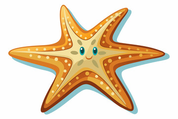 Cartoon Starfish with Blue Eyes and a Smile