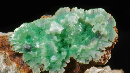 Abernathyite is a rare precious natural geological stone on a gradient background in a low key, isolate. AI generated.