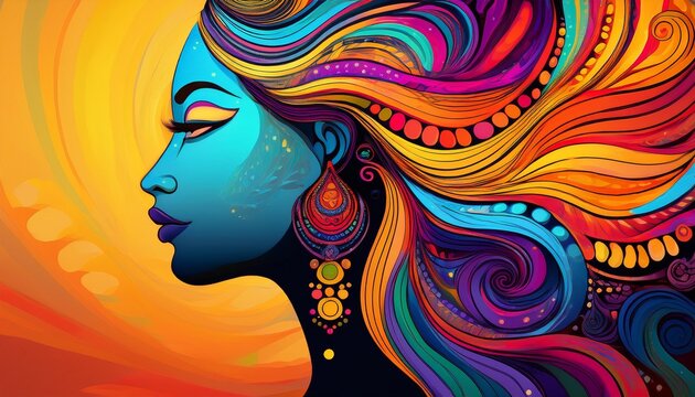 abstract multicolored female profile wallper background