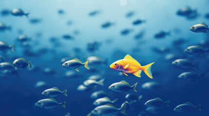 Naklejka premium think differently concept illustration with fishes