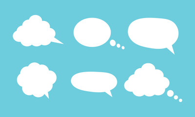 Speech Bubble Balloon Icon | Blank Bubbles | Communication Symbol | Message Logo | Cartoon Sign | Isolated | Variations.
