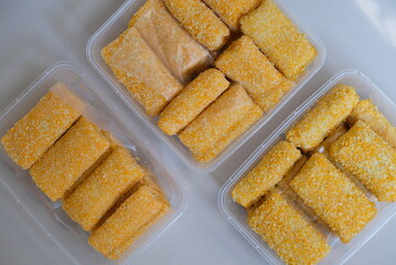 Risoles is an Indonesian snack food. Stock of frozen snack.