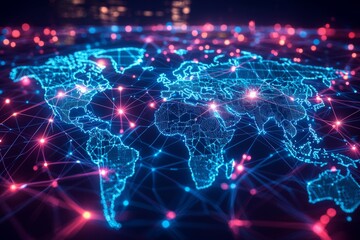 Global Digital Business Network Connection Illustration created with Generative AI