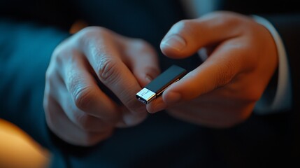Close-up of a Hand Holding a USB Connector