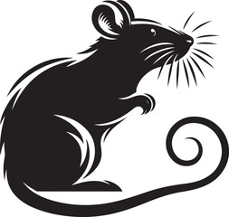 rat silhouette vector art illustration