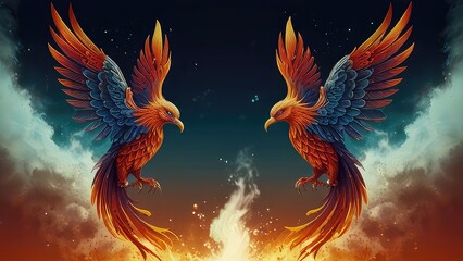 Design a  captivating logo featuring a powerful phoenix