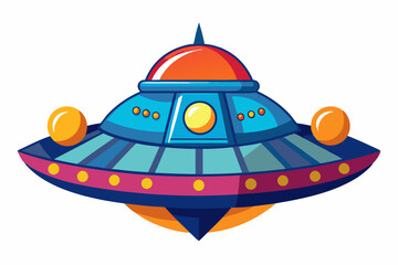 Cartoon Illustration of a Blue and Orange UFO