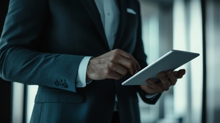 Businessman Using Tablet:  Digital Strategy and Modern Work