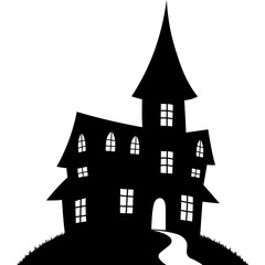 haunted house silhouette isolated illustration 