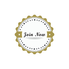 Join Now label design stock