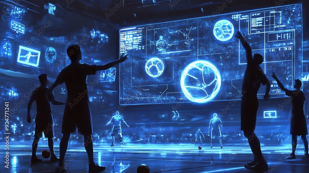 Aufkleber digital sports complex with ai-generated training programs and holographic performance tracking