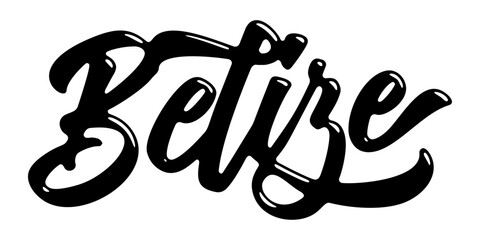 Fototapeta premium Belize country name written in street art-style liquid brush script lettering