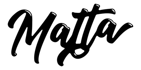 Malta country name written in street art-style liquid brush script lettering