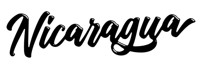 Nicaragua country name written in street art-style liquid brush script lettering