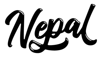 Nepal country name written in street art-style liquid brush script lettering