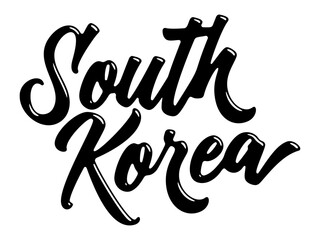 South Korea country name written in street art-style liquid brush script lettering