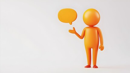 Vibrant Orange Cartoon Figure Presenting in a Speech Bubble