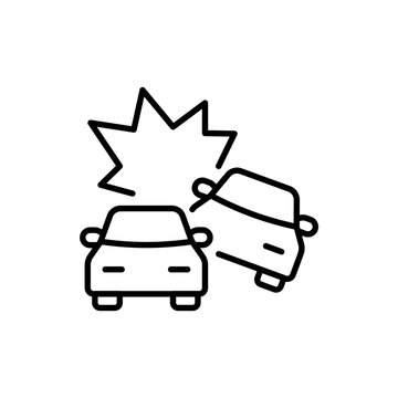 recommend clip art: Car accident outline icons, minimalist vector illustration ,simple transparent graphic element .Isolated on white background
