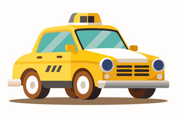 Obraz premium Yellow Taxi Cab with Checkered Roof Light