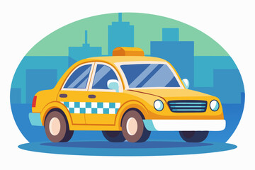 Yellow Taxi Cab Driving in City Setting