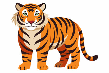 A Standing Tiger with Orange and Black Stripes