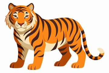 Fototapeta premium A Cartoon Tiger Standing with Its Stripes and Tail Visible